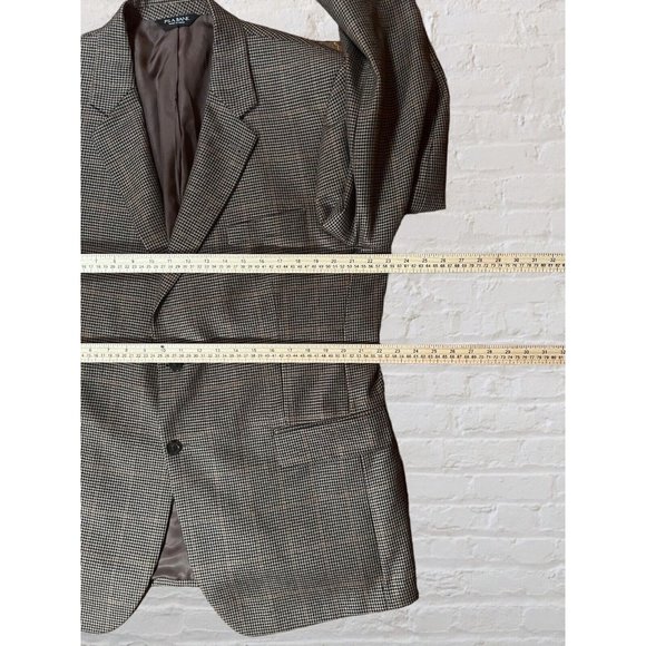 Jos A Bank 46R Signature Houndstooth Blazer Coat Jacket Silk Camelhair - Picture 10 of 14